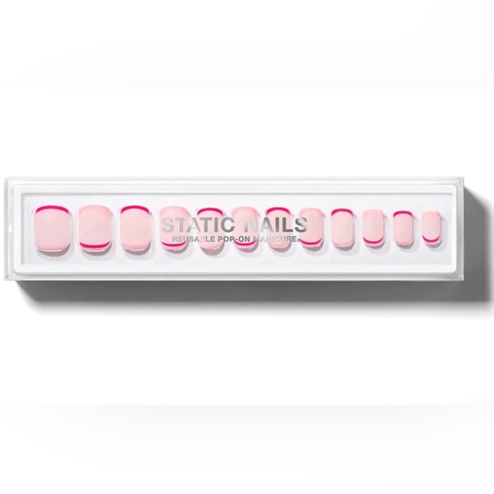 Static Nails Reusable Pop-On Manicure l Reverse French Pink Square